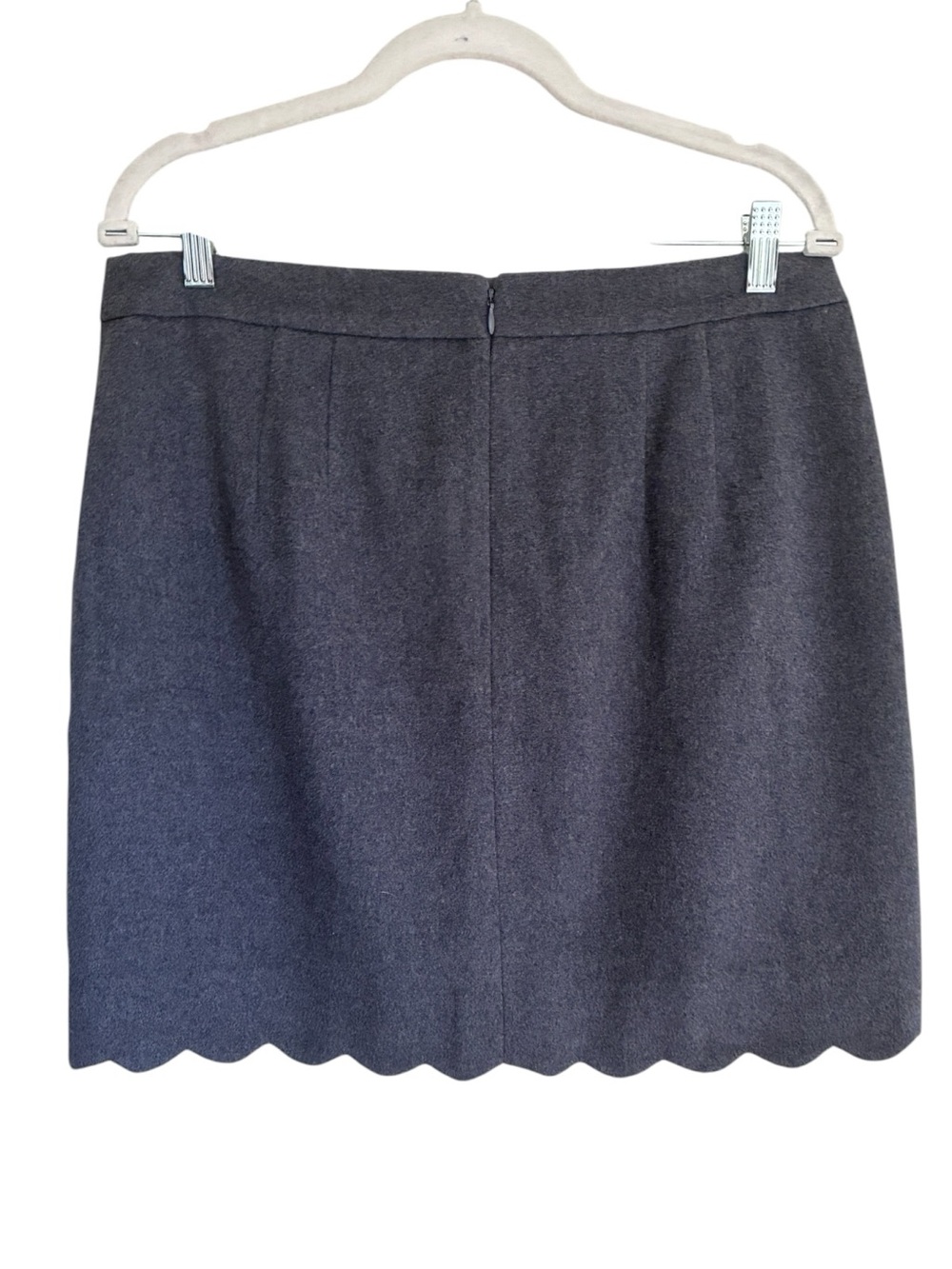 NWT Loft Scallop Hem Wool Blend Skirt Charcoal Grey Preppy Mini Skirt Sz 10 - Picture 3 of 6